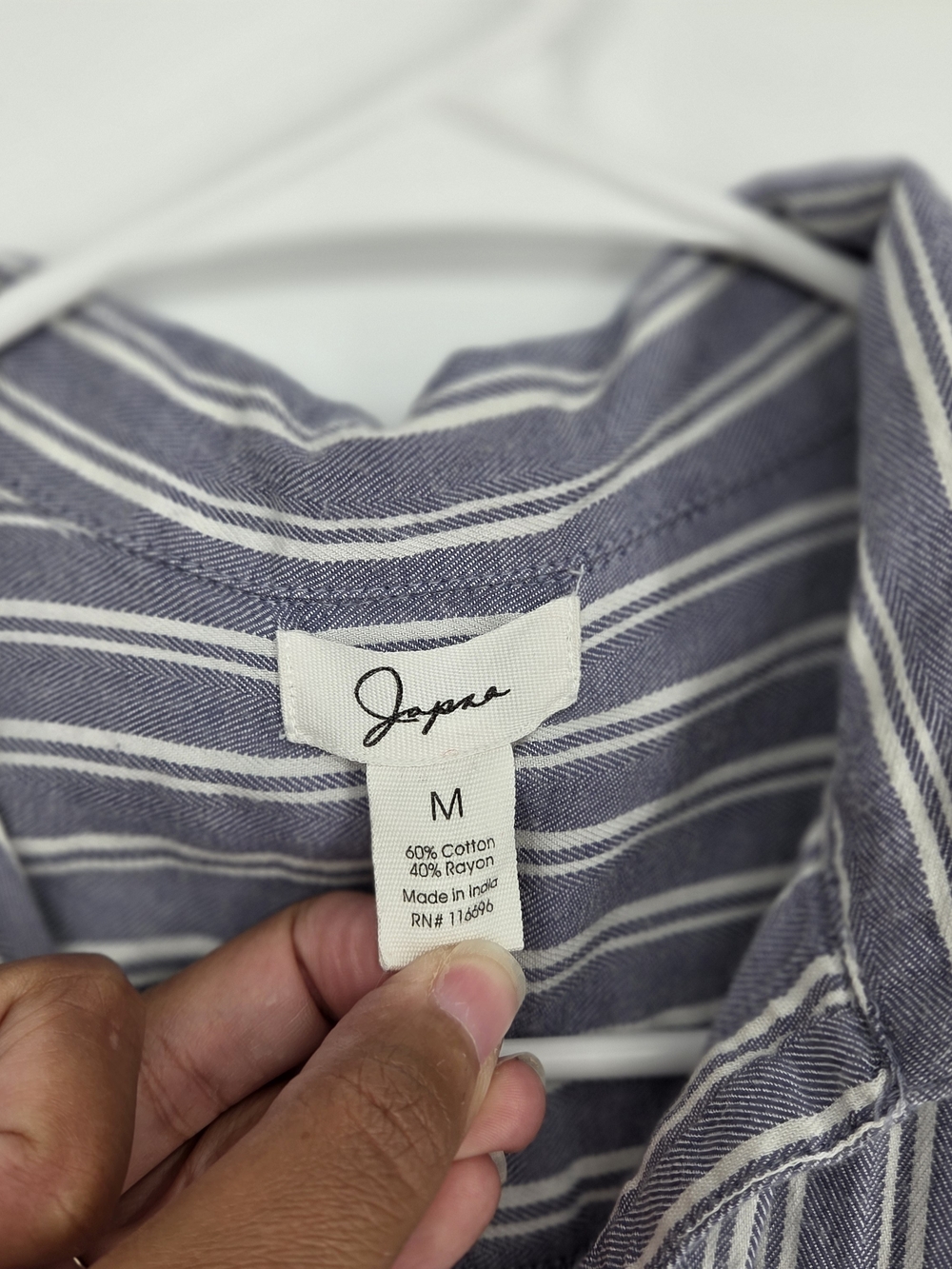Japna Blue and White Striped Mini Shirt Dress Size Medium - Picture 4 of 6
